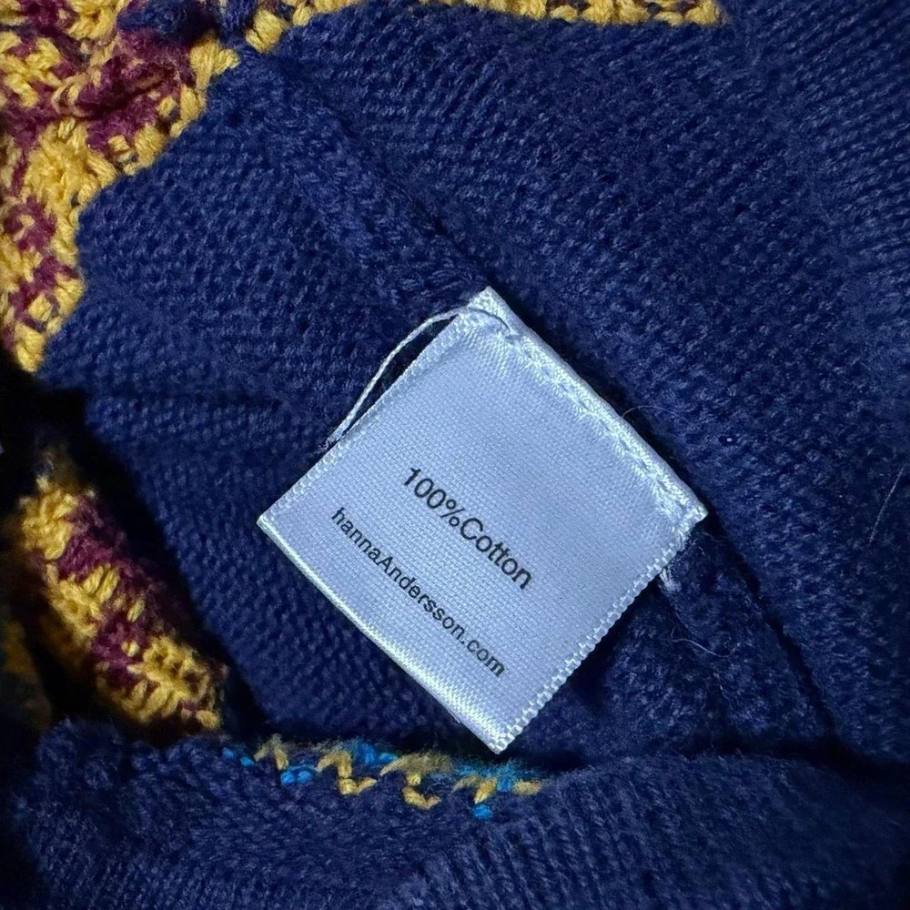 Hanna Andersson Baby 80 Fair Isle Knit Sweater Romper Navy Nordic One Piece
